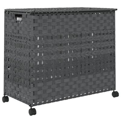 VidaXL Wasmand op wielen 66x35x60 cm rattan grijs