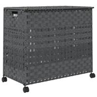 VidaXL Wasmand op wielen 66x35x60 cm rattan grijs - thumbnail