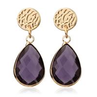 Oorknop met Druppelvormige Hanger - Kristal Aubergine - thumbnail
