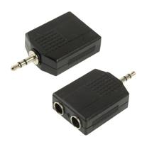 3,5 mm male naar 2 vrouwelijke 6.35 mm audio-adapter (zwart) - thumbnail