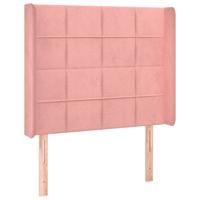 Hoofdbord LED 83x16x118/128 cm fluweel roze - thumbnail