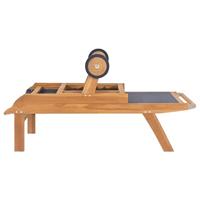 Ligbed inklapbaar met wielen massief teakhout en textileen - thumbnail