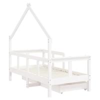 Kinderbedframe met lades 70x140 cm massief grenenhout wit - thumbnail