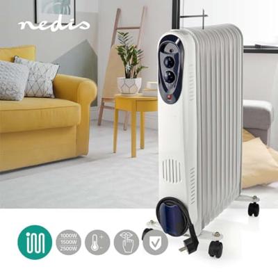 Nedis htoi30wt11 mobiele olieradiator 1000 / 1500 / 2500 w 11 vinnen instelbare thermostaat 3 warmte standen omvalpreventie wit - thumbnail