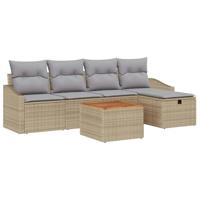 Tuinbankenset met kussen met opslag 6 pcs Beige poly rattan - thumbnail
