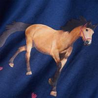 Kindershirt met lange mouwen paardenprint 128 marineblauw - thumbnail