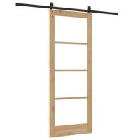 Glijdende Deur met Hardware Set 83x211 cm Massief Vurenhout - thumbnail