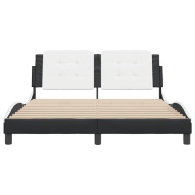 Bedframe met hoofdbord kunstleer zwart en wit 160x200 cm