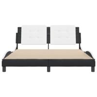 Bedframe met hoofdbord kunstleer zwart en wit 160x200 cm - thumbnail