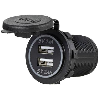 VOLTCRAFT VC-2USB4,8A Dubbel USB-stopcontact 12-24 V 4,8 A met beschermdeksel 12/24 V