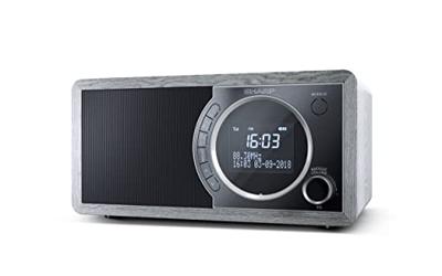 SHARP DR450 digitale radio (DAB/DAB+/FM met RDS, Bluetooth, wekkerfuncties, 6 watt), grijs