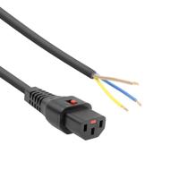 ACT AK5080 Netsnoer C13 IEC Lock | Open Einde | Zwart | 2 meter - thumbnail