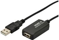 Digitus USB-kabel USB 2.0 5.00 m Actief met signaalversterking USB-A stekker, USB-A bus Zwart DA-70130-4 - thumbnail