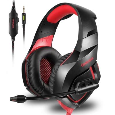 ONIKUMA K1-B Deep Bass Noise Cancelling camouflage gaming hoofdtelefoon met microfoon (zwart rood)
