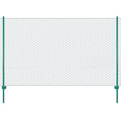 VidaXL Draadgaashek met palen 25x2 m staal groen