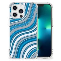 Apple iPhone 13 Pro Doorzichtige Silicone Hoesje Waves Blue - thumbnail