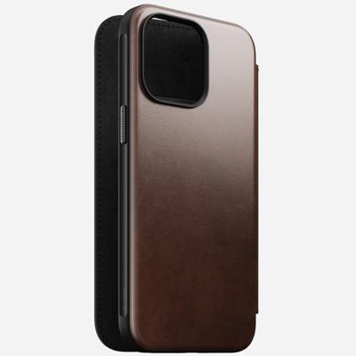 Nomad Modern Horween leather folio iPhone 15 Pro Max - Rustic Brown