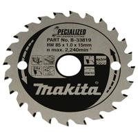 Makita Cirkelzaagblad voor Laminaat | Specialized: Gemelamineerd | Ø 85mm Asgat 15mm 24T - B-33819 - thumbnail