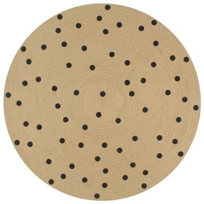 VidaXL Vloerkleed handgemaakt met print polkadot 120 cm jute