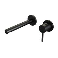 Black Edition inbouw wastafelmengkraan, rechte uitloop, rozetten model A1 mat zwart - thumbnail