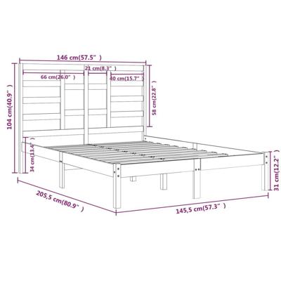 Bedframe massief hout wit 140x200 cm