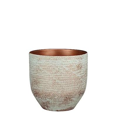 Mica Decorations Plantenpot - terracotta - koper|wit - D24|H22 cm