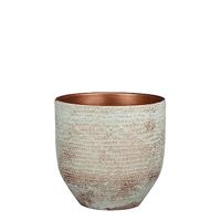 Mica Decorations Plantenpot - terracotta - koper|wit - D24|H22 cm - thumbnail