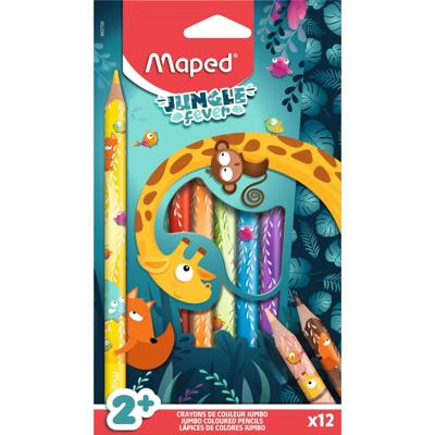 Kleurpotlood Maped Jungle Fever jumbo set à 12 kleuren