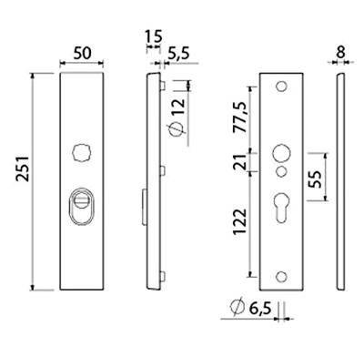 AMI veiligheidsschilden ovaal 250/15 - SKG*** met kerntrek - PC 55 - deurdikte 38/42mm - F1 - 656121