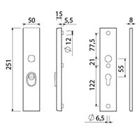 AMI veiligheidsschilden ovaal 250/15 - SKG*** met kerntrek - PC 55 - deurdikte 38/42mm - F1 - 656121 - thumbnail