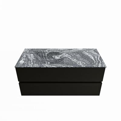 MONDIAZ VICA-DLUX 110cm badmeubel onderkast Urban 2 lades. Inbouw wastafel CLOUD links 1 kraangat, kleur Lava.