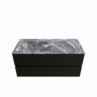 MONDIAZ VICA-DLUX 110cm badmeubel onderkast Urban 2 lades. Inbouw wastafel CLOUD links 1 kraangat, kleur Lava. - thumbnail