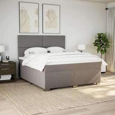 Boxspring met matras stof taupe 180x200 cm