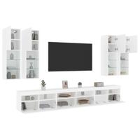 7-delige Tv-wandmeubelset met LED-verlichting wit - thumbnail