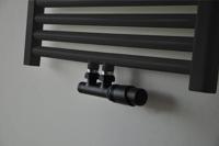 Radiator Wiesbaden Thermostatisch Onderblok Set Mat Zwart Haaks Rechts - thumbnail