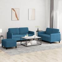 3-delige Loungeset fluweel blauw - thumbnail