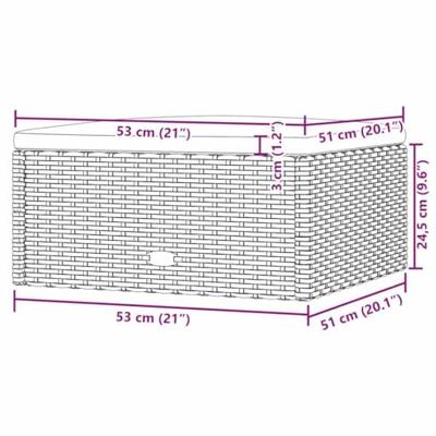 Voetensteun met kussen poly rattan zwart - thumbnail
