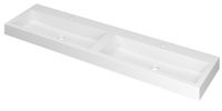 INK Momento Wastafel Polystone Dubbel met 2 Kraangaten - 1800x450x90 mm - Mat Wit - thumbnail
