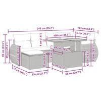 7-delige Loungeset met kussens poly rattan beige - thumbnail