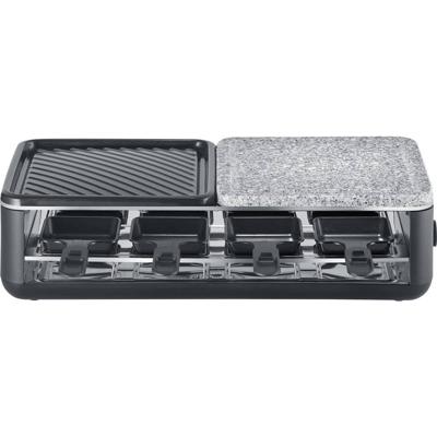 Raclette Grill - SEVERIN - RG2366 - 8 personen. - Natuursteen en omkeerbare kookplaat - 8 pannen - Zwart