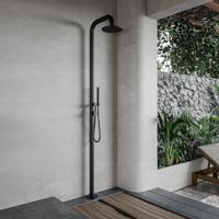 Buitendouche vrijstaand Fortifura Outdoor Deluxe Regendouche Met Handdouche Mat Zwart - thumbnail