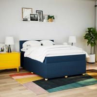 Boxspring met matras stof blauw 140x190 cm - thumbnail