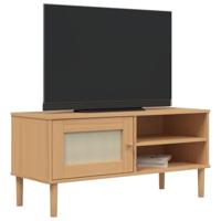 Tv-meubel SENJA 106x40x49 cm rattan massief grenenhout bruin - thumbnail