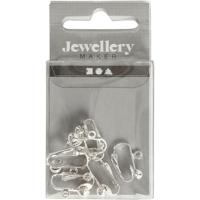 Creativ Company Clip-on oorbellen, l: 16,5 mm, b: 1,5 mm, gatgrootte 1,6 mm, verzilverd, 6 stuk/ 1 doos - thumbnail