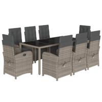 9-delige Tuinset met kussens poly rattan grijs - thumbnail