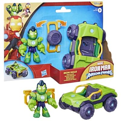 Iron Hulk-figuur en gepantserd Bolide-voertuig, Marvel Iron Man en zijn geweldige vrienden, vanaf 3 jaar