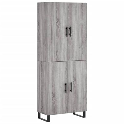 Hoge kast 69,5x34x180 cm bewerkt hout grijs sonoma eikenkleurig