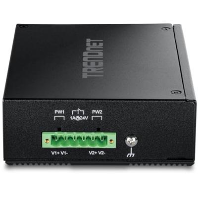TRENDnet 8-poorts geharde industriële onbeheerde gigabit PoE+ DIN-railschakelaar, TI-PG80, 200W volledig PoE+ stroombudget, 16 Gbps schakelcapaciteit, IP30-nominale netwerkschakelaar, levenslange