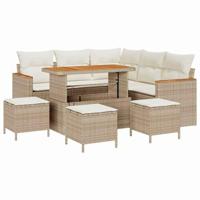 Tuinbankenset 9 pcs Beige poly rattan - thumbnail