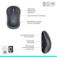Logitech M185 muis Ambidextrous RF Draadloos Optisch 1000 DPI - thumbnail